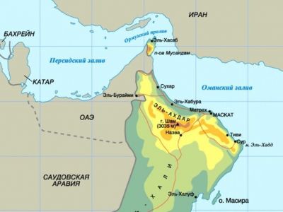 Карта Омана и Ормузского пролива. Иллюстрация: www.infokart.ru