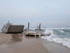 Американский плавучий пирс для гуманитарной помощи Газе. Фото: t.me/voinasordoy